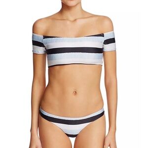 ViX PAULAHERMANNY Sea Glass Off the Shoulder Bikini Top & Bottowm S/M Blue Black